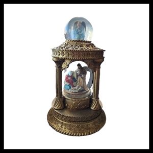 Vintage Gold Nativity Snow Globe
